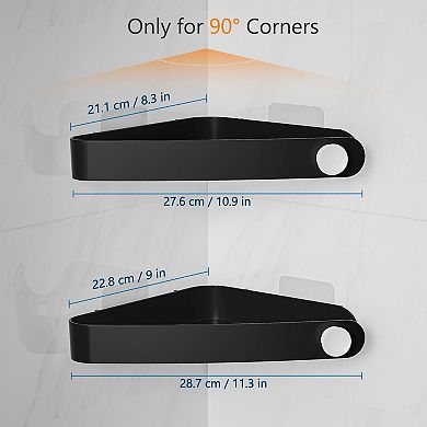 Shower Corner 90° Adhesive Shelves Bathroom Storage 2 Pack