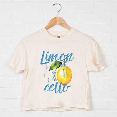 Limoncello Watercolor - Women's Boxy Crop Top Graphic T-Shirt