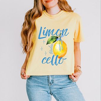 Limoncello Watercolor - Women's Boxy Crop Top Graphic T-Shirt