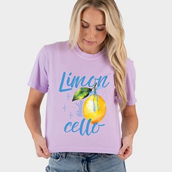 Limoncello Watercolor - Women's Boxy Crop Top Graphic T-Shirt