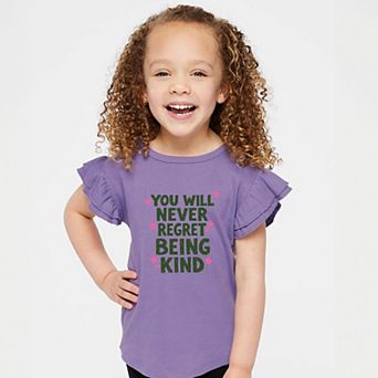 You Will Never Regret Being Kind Green - Flutter Sleeve Graphic T-Shirt