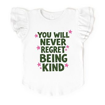 You Will Never Regret Being Kind Green - Flutter Sleeve Graphic T-Shirt