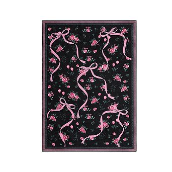 Vintage Floral Area Rug Non Slip Foldable Low Pile Ultra Thin Pet Friendly Floor Cover for Bedroom