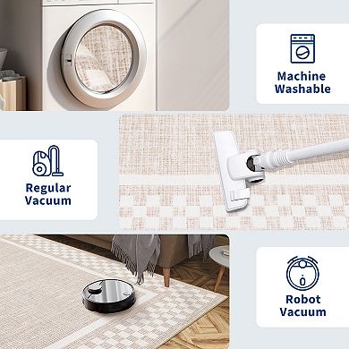 Modern Area Rug Machine Washable Non Slip Non Shedding Stain Resistant Floor Cover for Dining Room