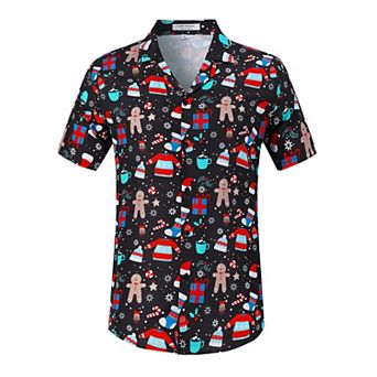 Mens Short Sleeve Button Down Shirt Floral Print Boho Beach Vacation Hawiian Tropical Collared Tops
