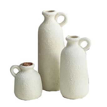 3 pc Ceramic Vase Set: Modern Farmhouse Decor for Home, Table, Mantel - Ideal for Fresh or Dried