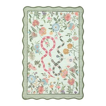 Pastoral Area Rug Machine Washable Vacuum Clean Ultra Thin Stain Resistant Carpet for Kid's Room