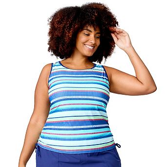 Free Country Women's Plus Size Full Side Shirring Tankini Top