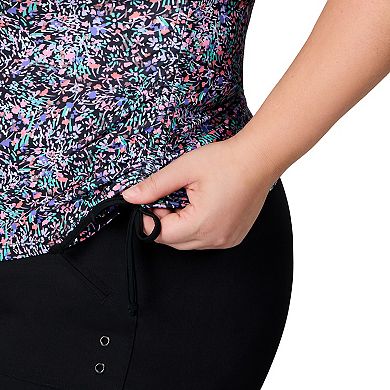 Free Country Women's Plus Size Full Side Shirring Tankini Top