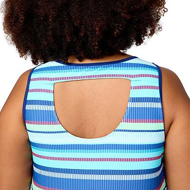 Free Country Women's Plus Size Full Side Shirring Tankini Top