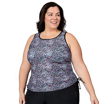 Free Country Women's Plus Size Full Side Shirring Tankini Top
