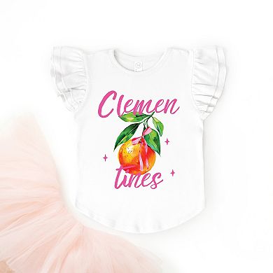 Clementines Watercolor - Flutter Sleeve Graphic T-Shirt