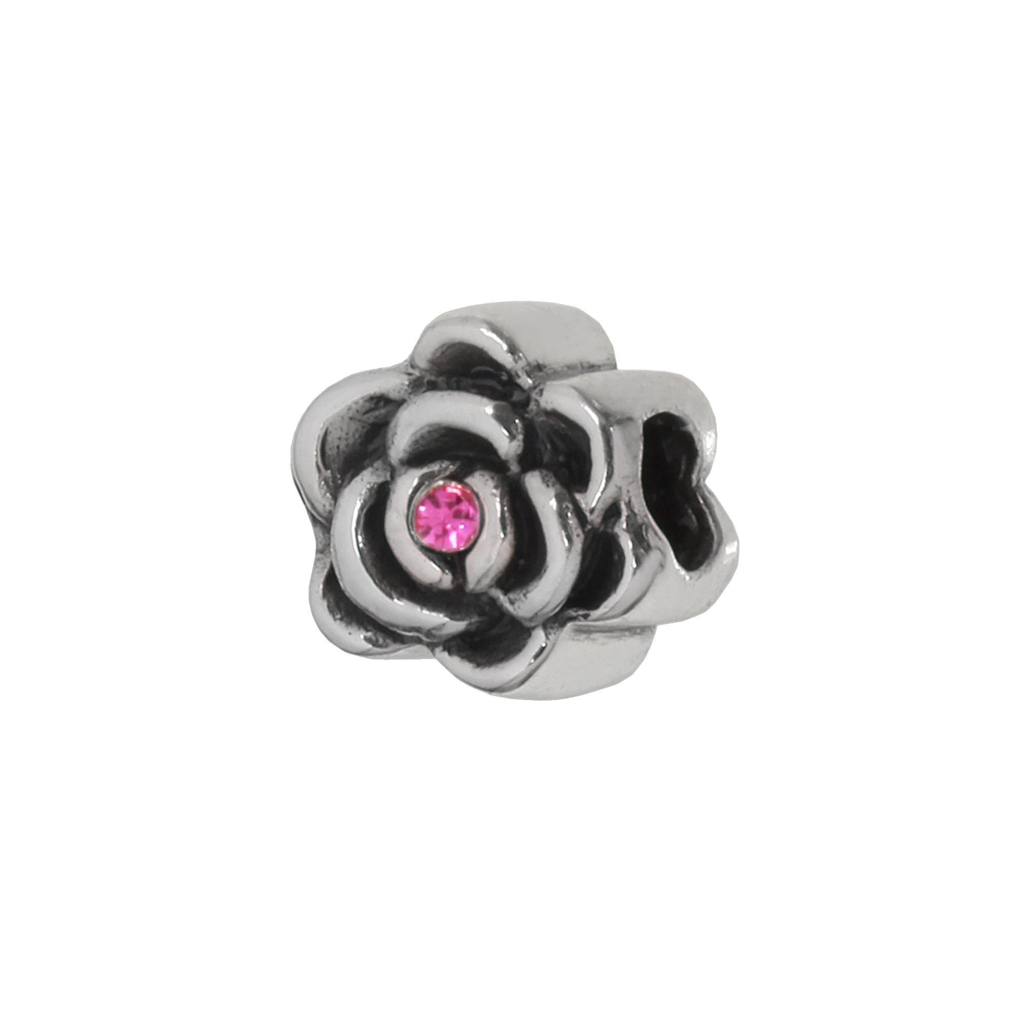 Individuality Beads Sterling Silver Crystal Floral Bead, Womens, Pink