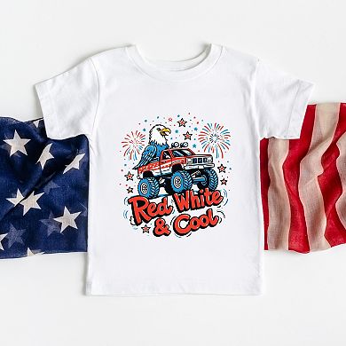 Red, White & Cool Truck Eagle - Youth Short Sleeve Graphic T-Shirt