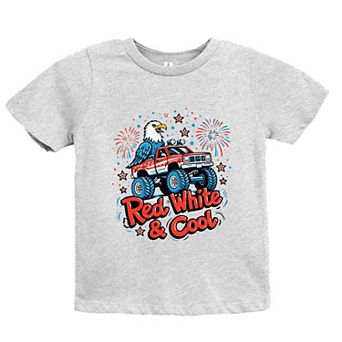 Red, White & Cool Truck Eagle - Youth Short Sleeve Graphic T-Shirt