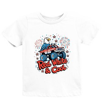 Red, White & Cool Truck Eagle - Youth Short Sleeve Graphic T-Shirt