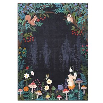 Vintage Area Rug Machine Washable Vacuum Clean Stain Resistant Floor Cover for Kid's Room Playroom