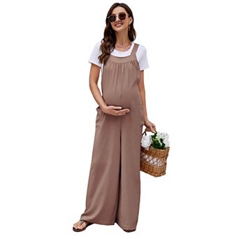 Women's Maternity Jumpsuit Sleeveless Tie Loose Jumpsuit With Pockets Workwear
