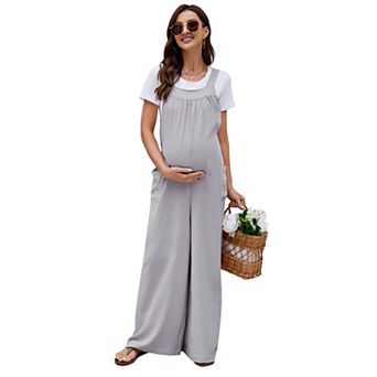 Women's Maternity Jumpsuit Sleeveless Tie Loose Jumpsuit With Pockets Workwear