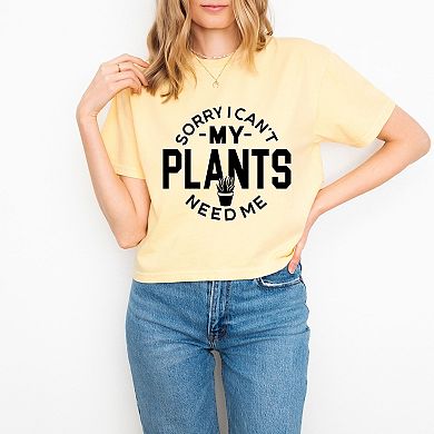 My Plants Need Me - Women's Boxy Crop Top Graphic T-Shirt