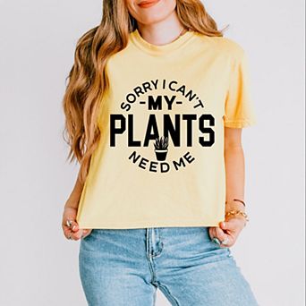 My Plants Need Me - Women's Boxy Crop Top Graphic T-Shirt