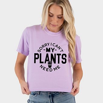 My Plants Need Me - Women's Boxy Crop Top Graphic T-Shirt