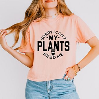 My Plants Need Me - Women's Boxy Crop Top Graphic T-Shirt