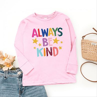 Always Be Kind Stars - Youth Long Sleeve Graphic T-Shirt
