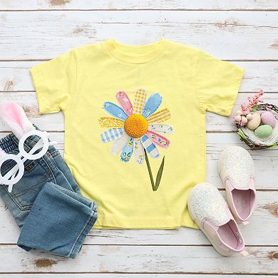 Daisy Faux Patchwork - Toddler Short Sleeve Graphic T-Shirt