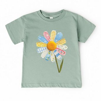 Daisy Faux Patchwork - Toddler Short Sleeve Graphic T-Shirt