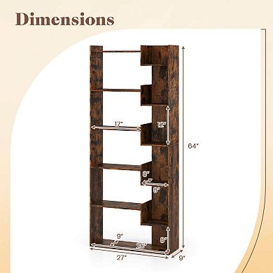 Costway 6-tier Bookshelf Tall Display Shelf with 11 Open Shelves 2 Anti-tipping Kits