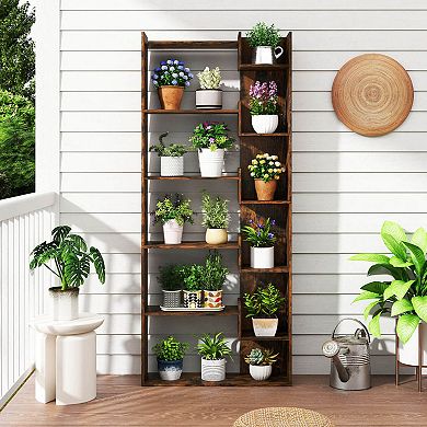 Costway 6-tier Bookshelf Tall Display Shelf with 11 Open Shelves 2 Anti-tipping Kits