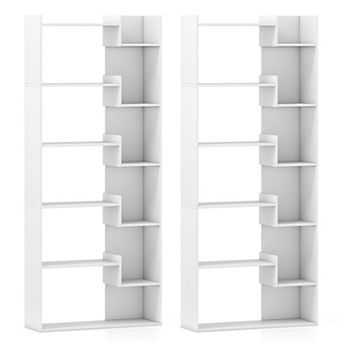 Costway 6 tier Bookshelf Tall Display Shelf with 11 Open Shelves 2 Anti-tipping Kits
