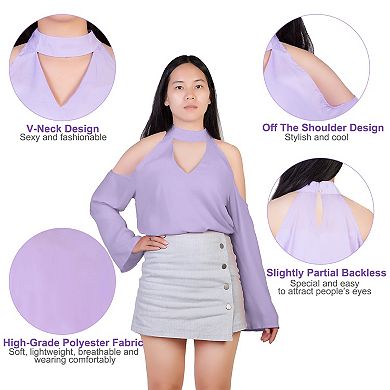 Women’s Off-Shoulder V-Neck Blouse