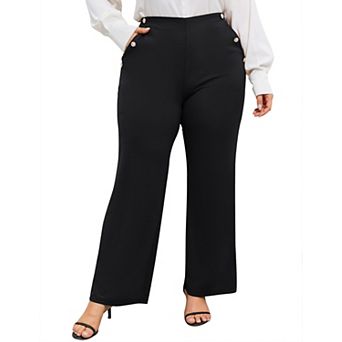 Womens Plus Size Pants High Waisted Casual Comfort Dress Pants Flared Trousers