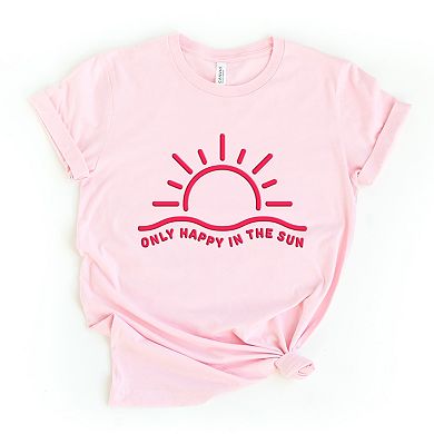 Only Happy In The Sun Puff Print - Women's Short Sleeve Graphic T-Shirt
