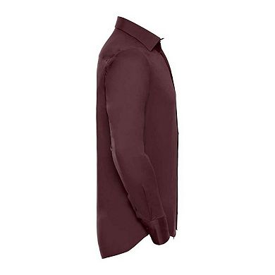Russell Collection Mens Fitted Long-Sleeved Shirt