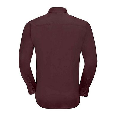 Russell Collection Mens Fitted Long-Sleeved Shirt