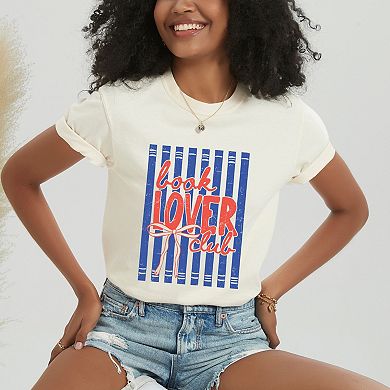 Book Lover Club Stripes - Women's Garment Dyed Graphic T-Shirt