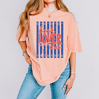 Book Lover Club Stripes - Women's Garment Dyed Graphic T-Shirt