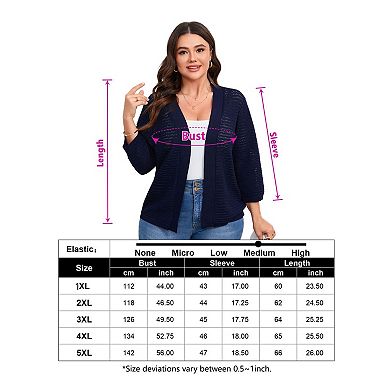 Womens Open Front Crochet Knit Plus Size Cardigan Sweater Hollow Out Lightweight Cardigans Outwear