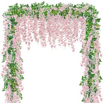 6 pc Wisteria Garland Artificial Silk Hanging Vines Flowers for Wedding Arch Garden