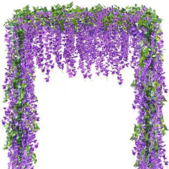 6 pc Wisteria Garland Artificial Silk Hanging Vines Flowers for Wedding Arch Garden