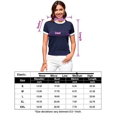 Women's Crewneck Pullover Short Sleeve Knit Sweater