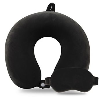 Memory Foam Travel Pillow Set Adults Neck Support Airplane Kit Eye Mask Portable Accessories