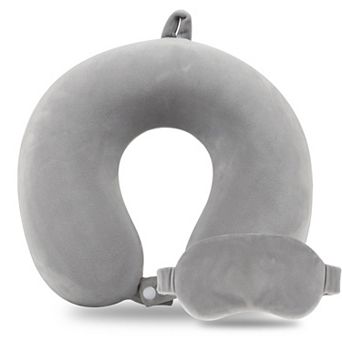 Memory Foam Travel Pillow Set Adults Neck Support Airplane Kit Eye Mask Portable Accessories