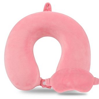 Memory Foam Travel Pillow Set Adults Neck Support Airplane Kit Eye Mask Portable Accessories