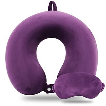 Memory Foam Travel Pillow Set Adults Neck Support Airplane Kit Eye Mask Portable Accessories