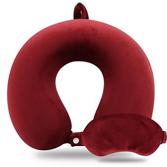 Memory Foam Travel Pillow Set Adults Neck Support Airplane Kit Eye Mask Portable Accessories