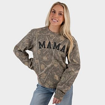 Mama Bold Puff Print - Women's Heavyweight Camo Sweatshirt